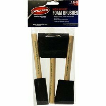 DYNAMIC PAINT PRODUCTS Dynamic Assorted High Density Foam Brush 3Pieces Set 25050